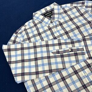 Bonobos Shirt Men's XL White Blue Pink Plaid Standard Fit Button Down NWOT